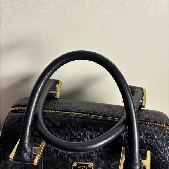 MCM Saffiano Leather Monogram Studded Boston Bag - Picture 11 of 13